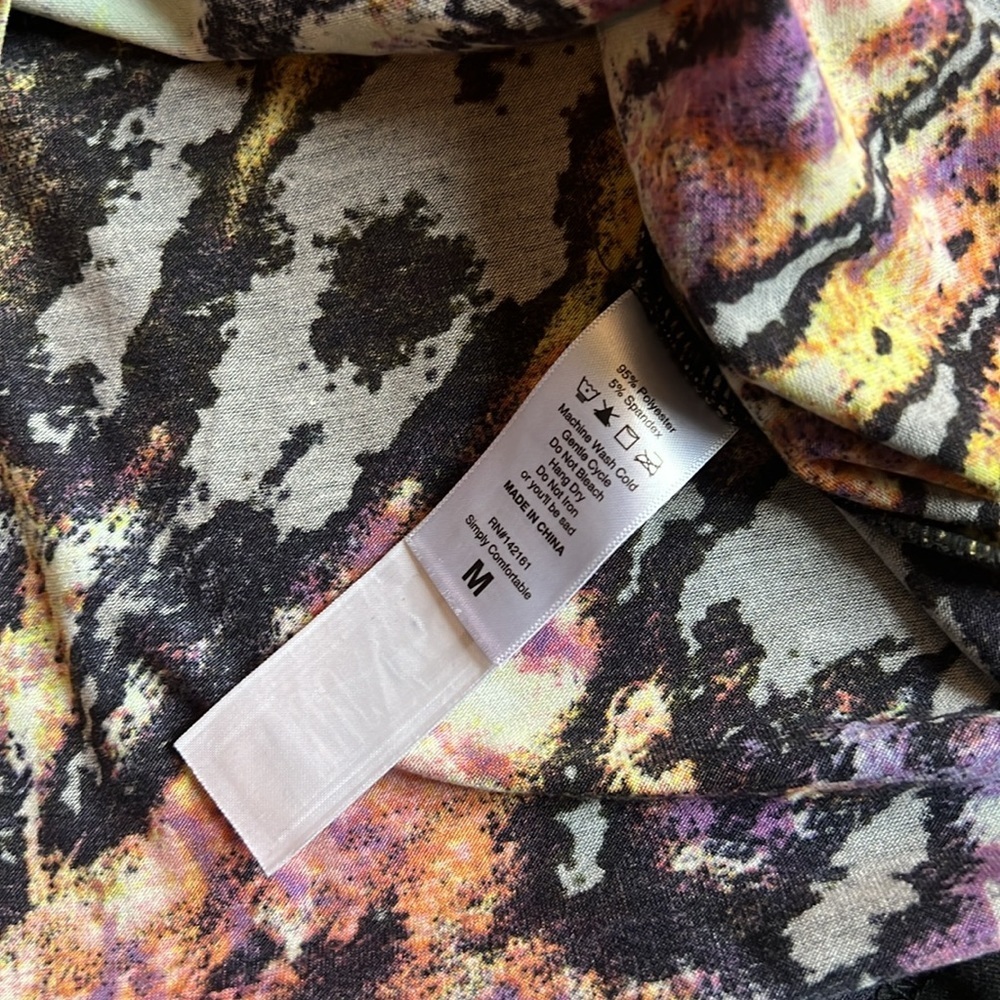 Lularoe Amber tie dye black green yellow pink purple hoodie sweatshirt size M - Picture 5 of 6